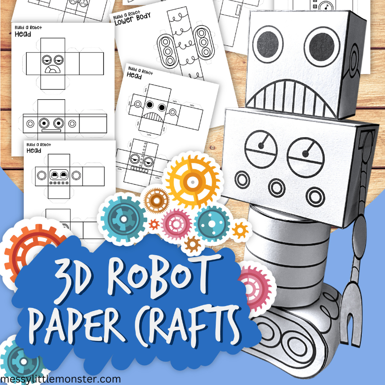 3D Robot Craft Template – Messy Little Monster Shop