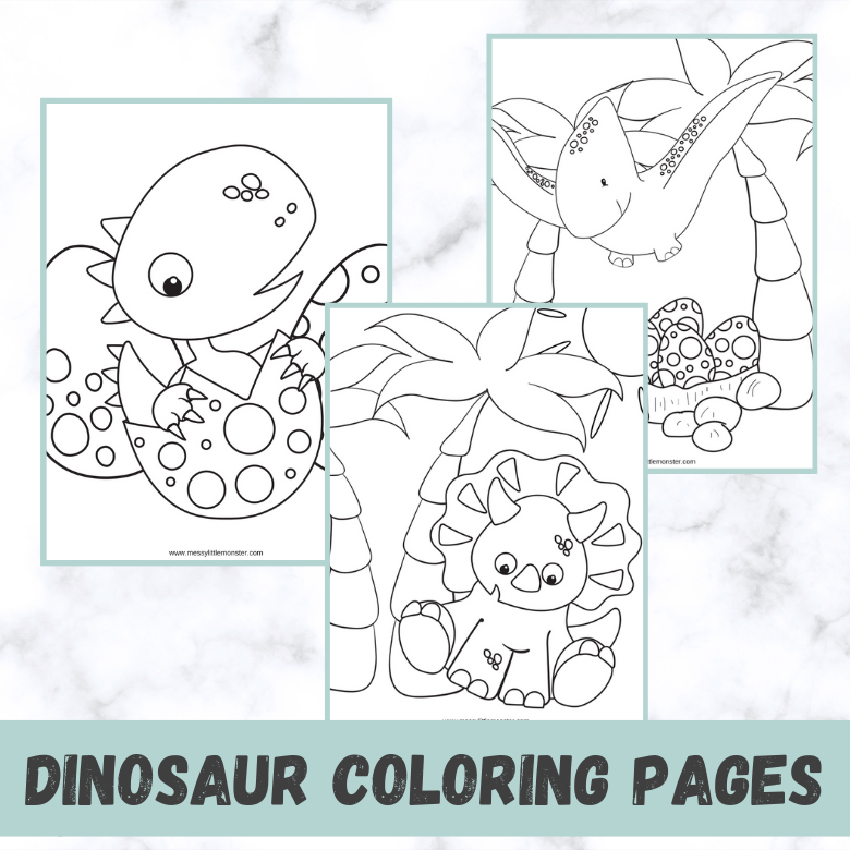 Dinosaur Coloring Pages – Messy Little Monster Shop
