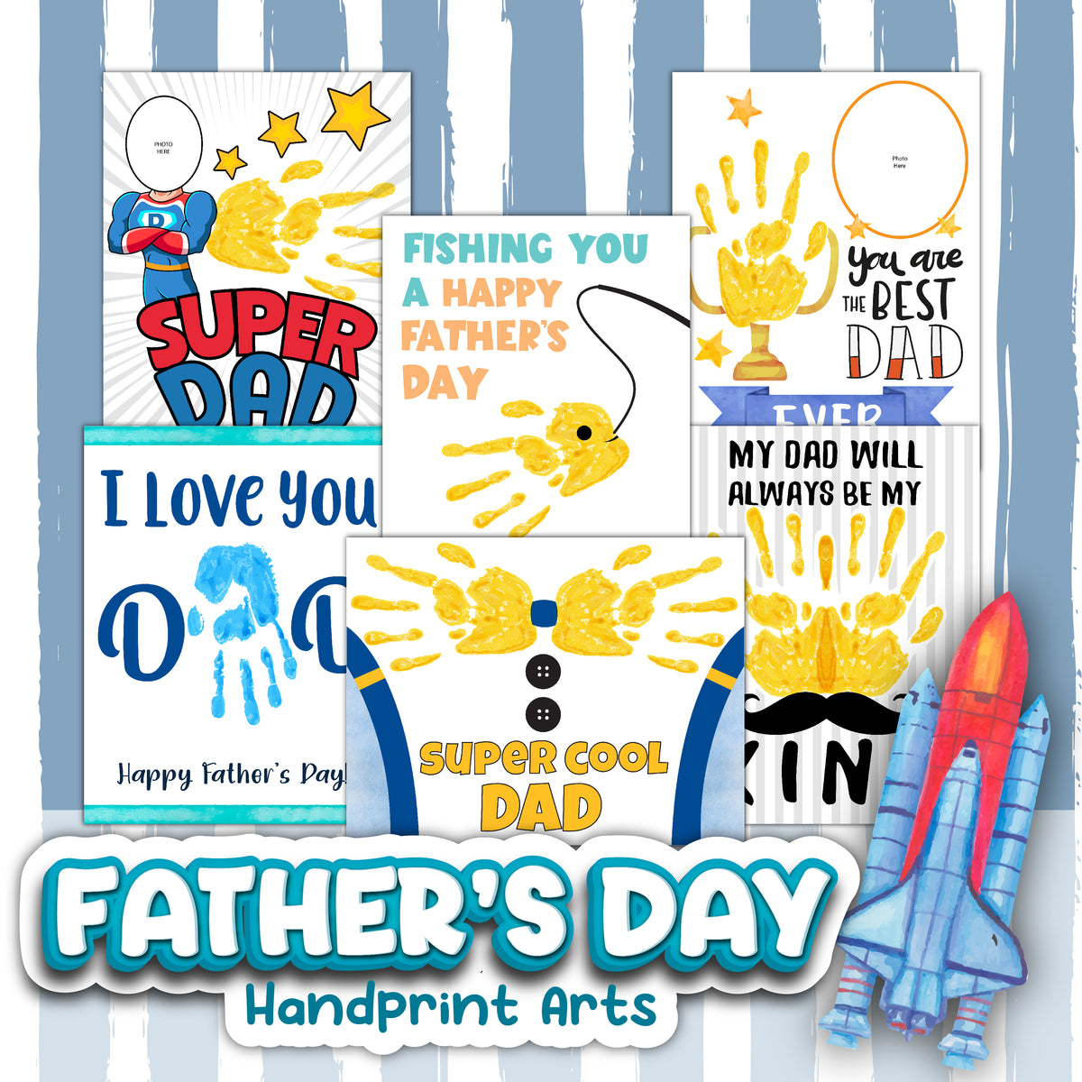 Happy Father's Day Handprint Fish Craft and Free Template - A