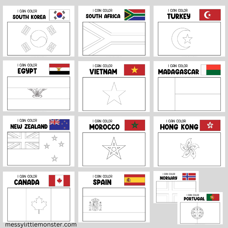Flag Coloring Pages – Messy Little Monster Shop