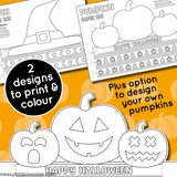 Halloween pumpkin hat and witch hat printabke