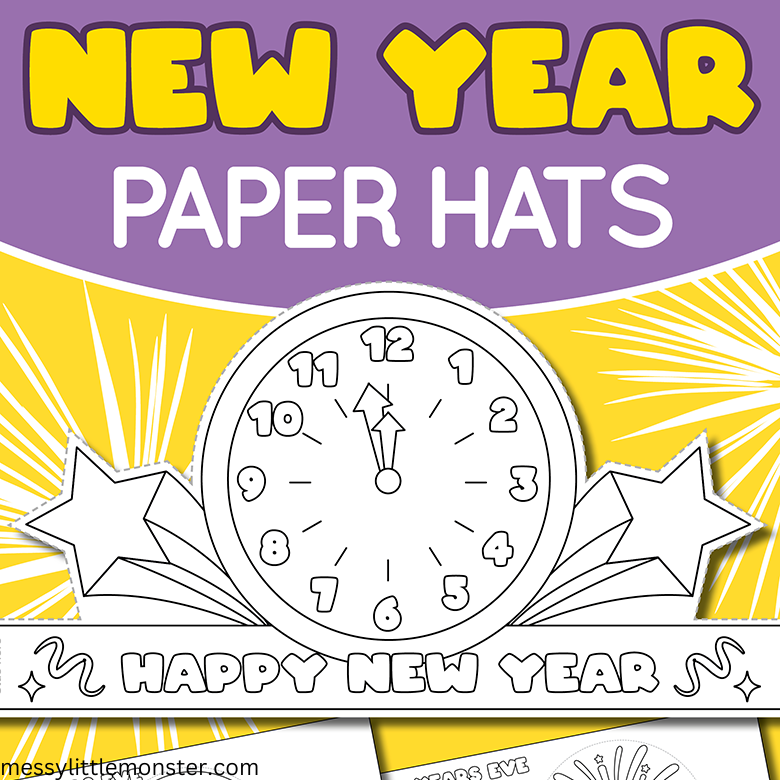 Happy New Year Hat Printable Messy Little Monster Shop