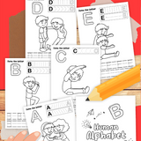 human alphabet tracing sheets