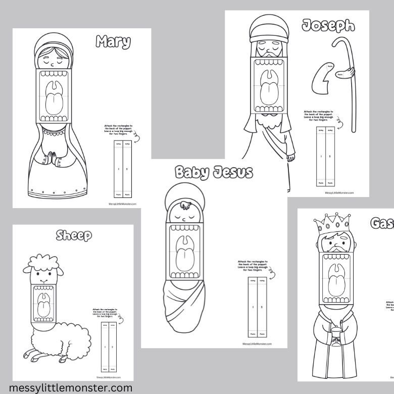 Printable Nativity Craft Christmas Finger Puppets Messy Little