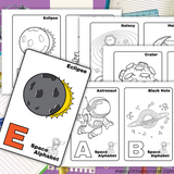 space alphabet coloring pages