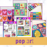 Pop art for kids inspired by famous artsist Andy warhol. Printable pop art cards.
