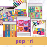 Pop art for kids inspired by famous artsist Andy warhol. Printable pop art cards.