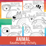 Rainbow Animals Color, Cut and Glue Activity