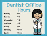 Dentist dramatic play printables
