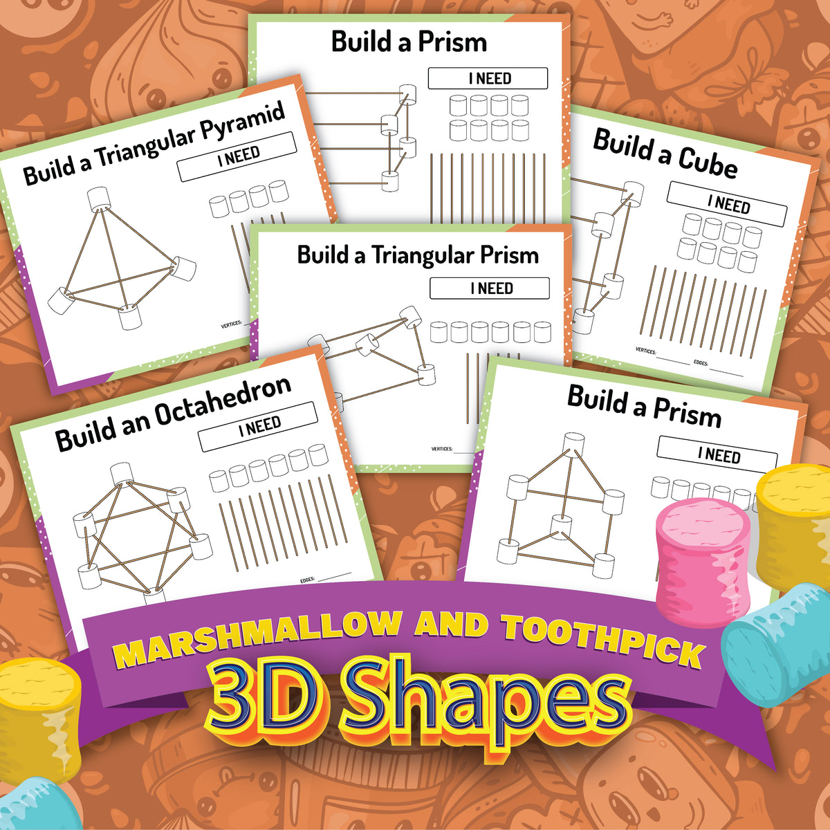 Marshmallow And Toothpick 3D Shapes – Messy Little Monster Shop