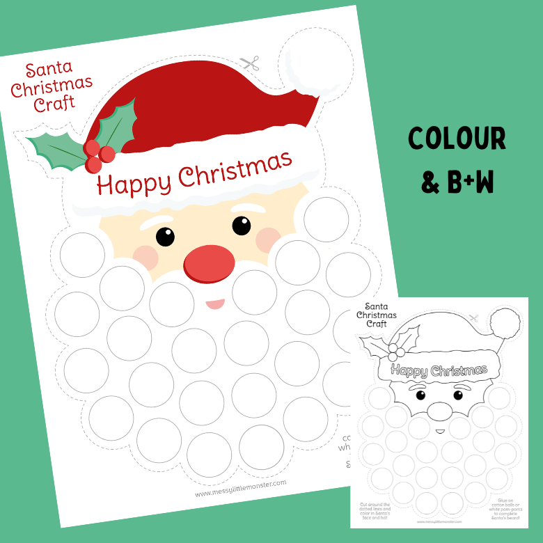 Printable Santa Beard Countdown Messy Little Monster Shop