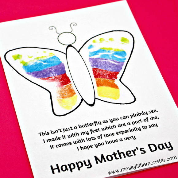 Footprint Butterfly Mother's Day Card