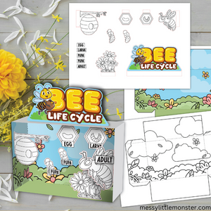 3D life cycle of a bee printable craft
