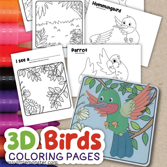 3d bird coloring pages