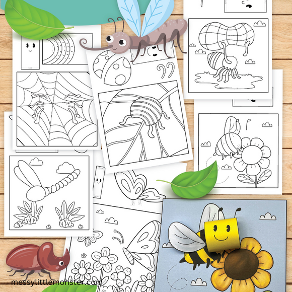 3d bug colouring pages