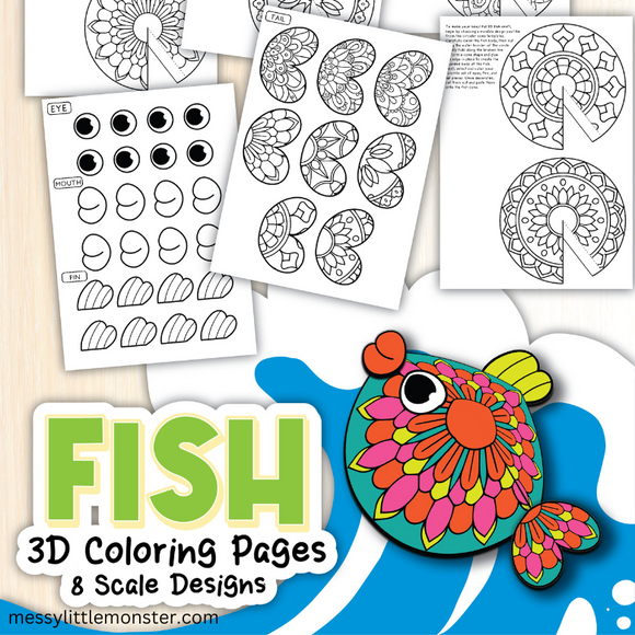 3d fish craft template