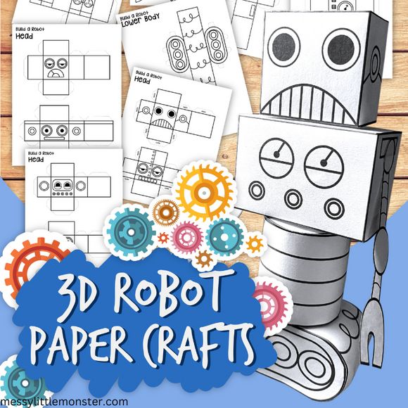 3D Robot Craft Template Messy Little Monster Shop 3d-robot-craft-template-messy-little-monster-shop