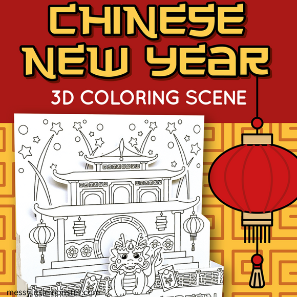 3d Chinese new year coloring page - year of the dragon