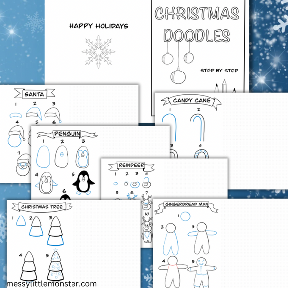 Christmas doodles drawing ideas for kids