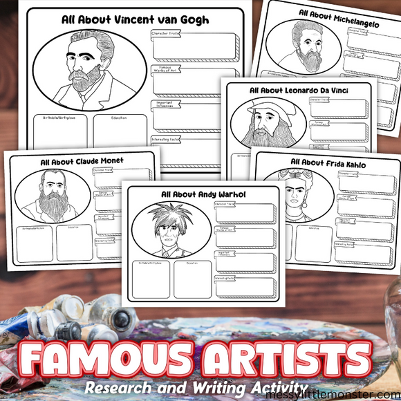 Famous artists research and writing activity
