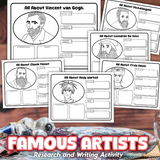 Famous artists research and writing activity