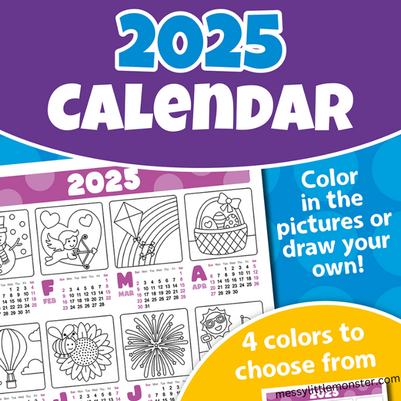 Printable Calendar for Kids 2025