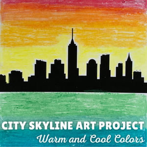 warm cool colors city skyline art project printable
