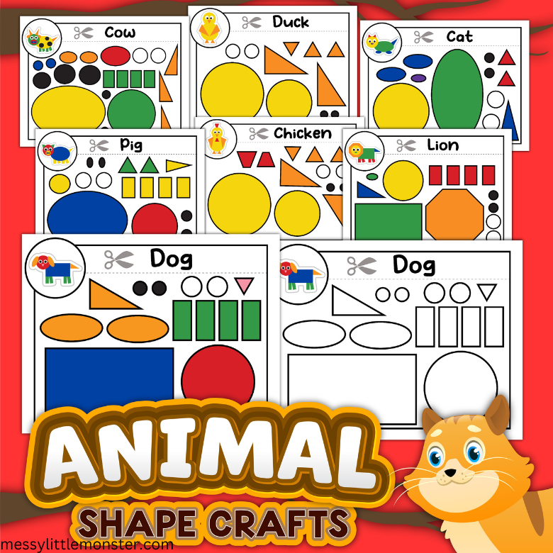 Animal Shape Craft – Messy Little Monster Shop for Animals With Shapes Free Printables