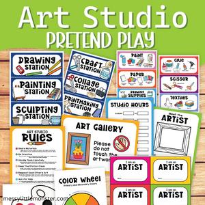 art studio dramatic play printables