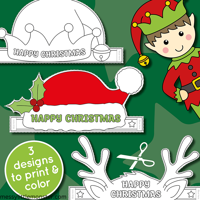 Christmas Hats Printable Paper Hat Messy Little Monster Shop
