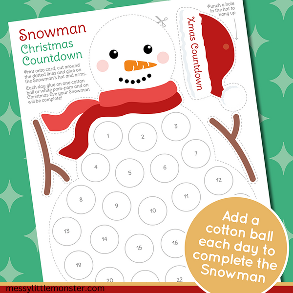 Cotton Ball Snowman Template – Messy Little Monster Shop cotton-ball-snowman-template-messy-little-monster-shop