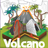 diorama of a volcano