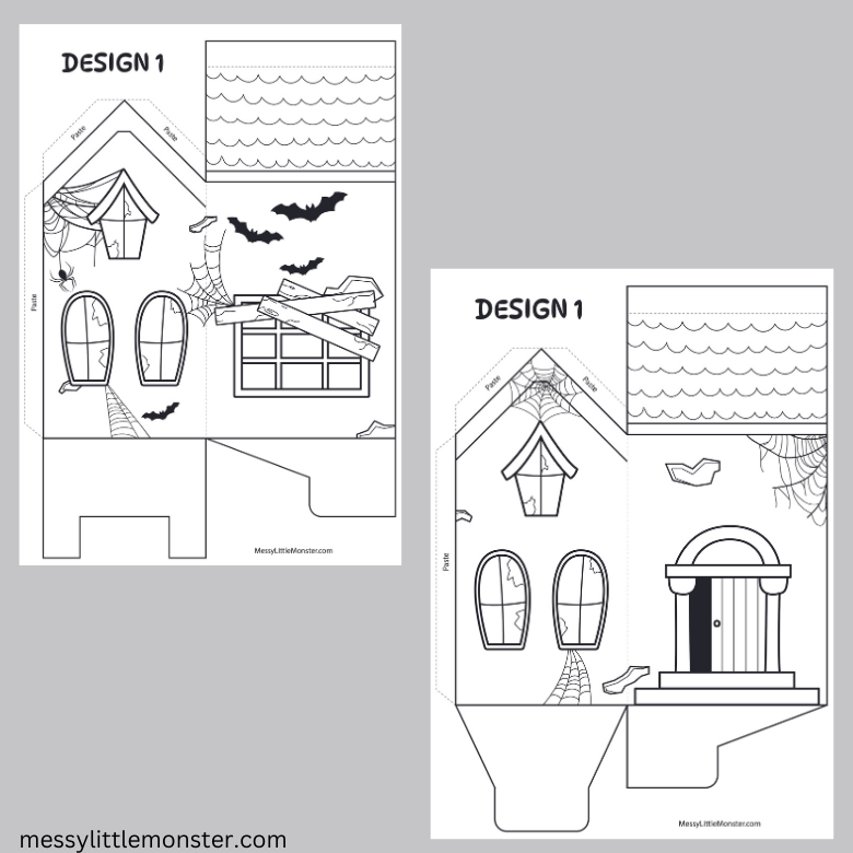 Halloween Paper House Template (Treat Box) – Messy Little Monster Shop for Free Printable Paper House Template
