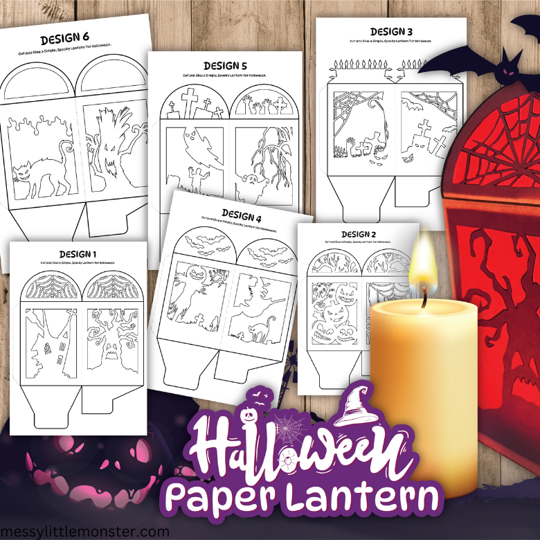 Halloween Paper Lantern Template – Messy Little Monster Shop for Free Printable Paper Lantern Templates