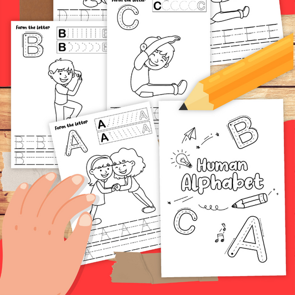 Human Alphabet Tracing Sheets – Messy Little Monster Shop