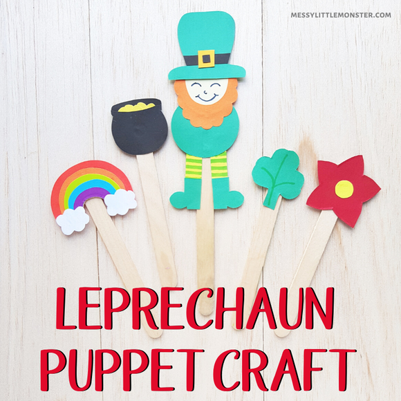 Template for Leprechaun Puppet Craft – Messy Little Monster Shop
