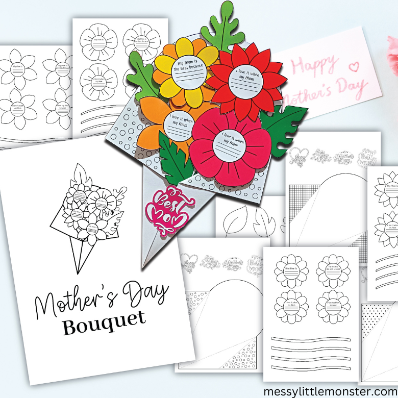 Mother's Day Paper Flower Bouquet Printable Messy Little Monster Shop