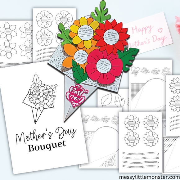 mothers day paper flower bouquet printable 