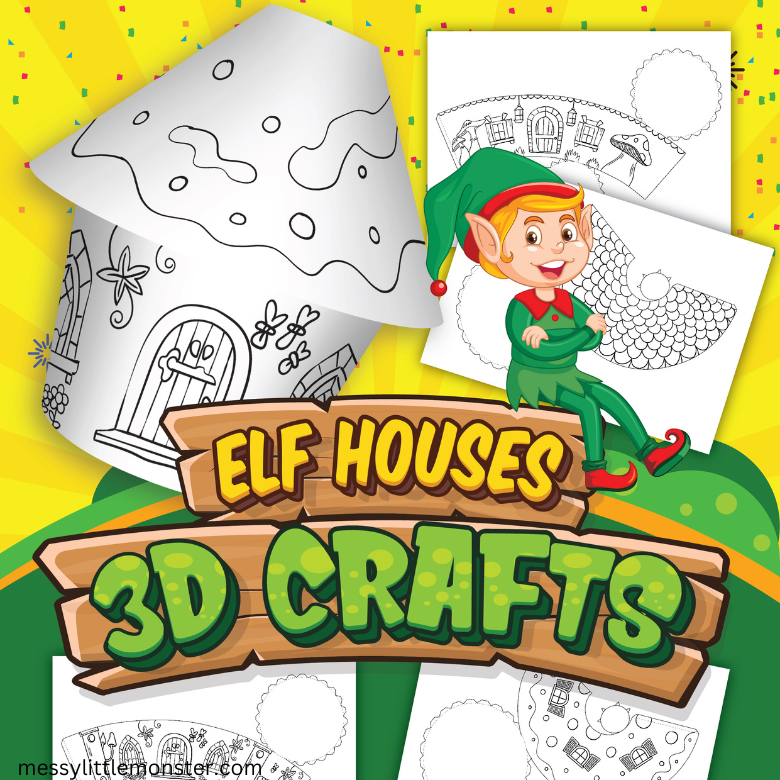 Elf House Craft Paper Elf House Template – Messy Little Monster Shop