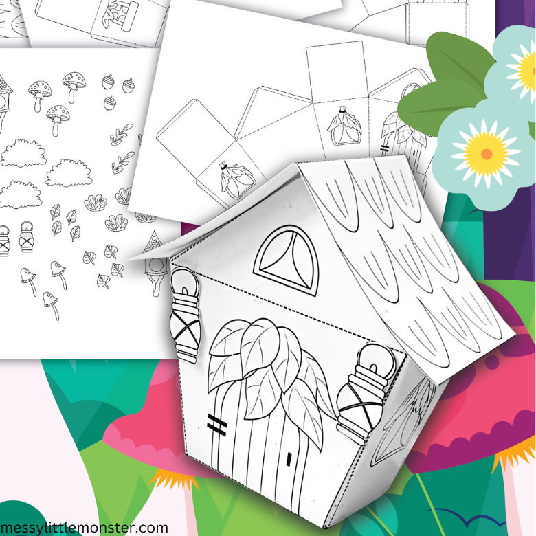 Paper Fairy House Template - 3D Craft – Messy Little Monster Shop for Free Printable Fairy House Template
