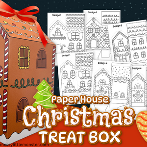 paper house Christmas treat box template