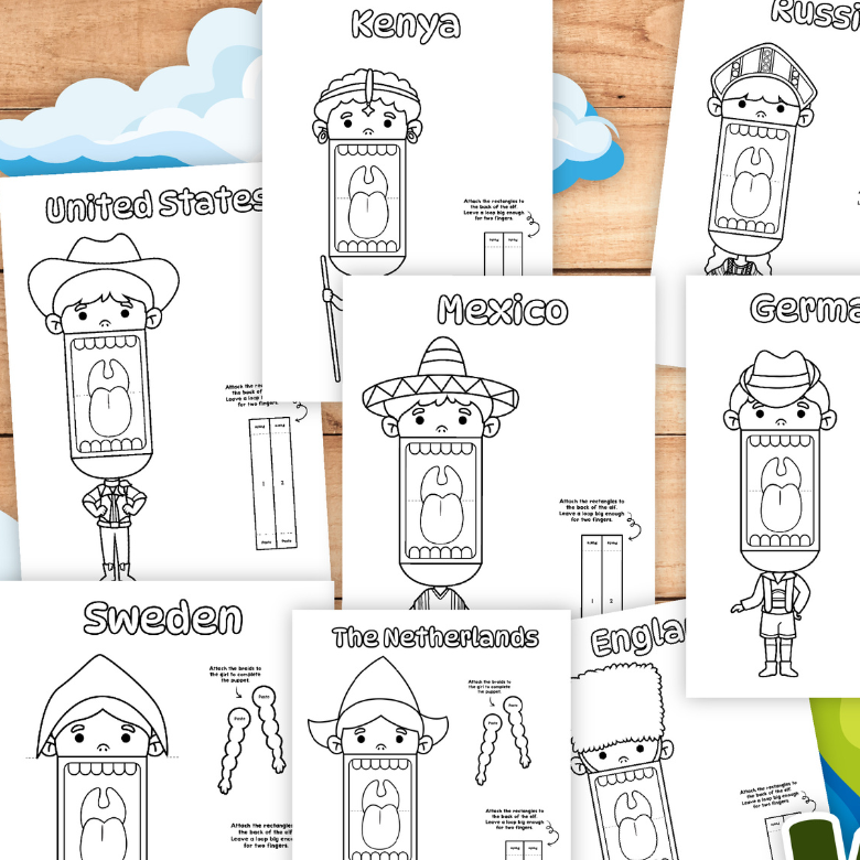 People of the World Finger Puppet Printable Craft – Messy Little ...