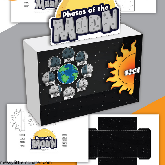 Phases of the Moon Printable Diorama Messy Little Monster Shop