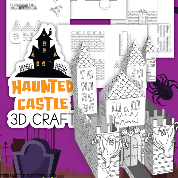 Printable 3D Spooky Paper Castle Template Messy Little Monster Shop printable-3d-spooky-paper-castle-template-messy-little-monster-shop