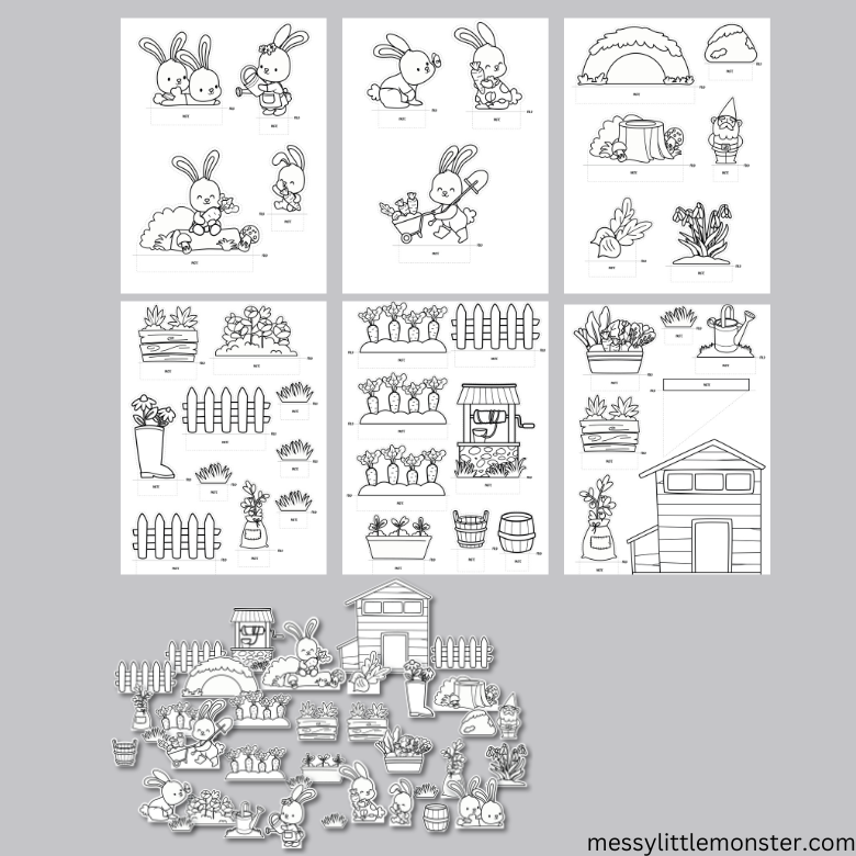 Printable Rabbit Garden Craft – Messy Little Monster Shop