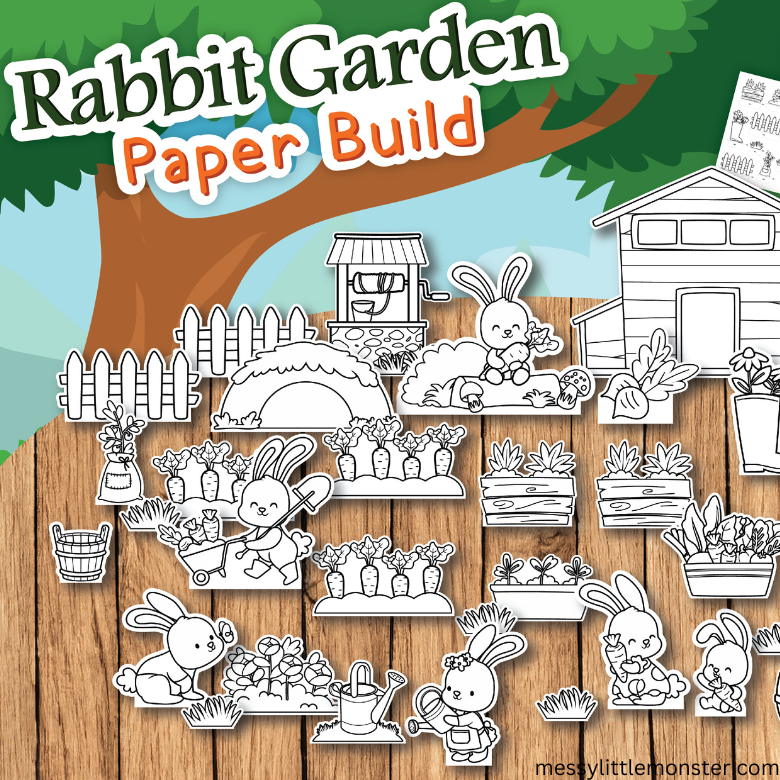Printable Rabbit Garden Craft – Messy Little Monster Shop