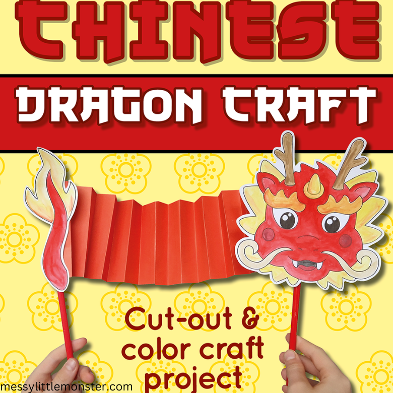 Printable Chinese Dragon Puppet Craftivity Template
