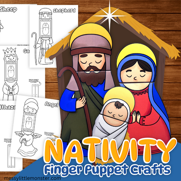 Printable Nativity Craft Christmas Finger Puppets Messy Little