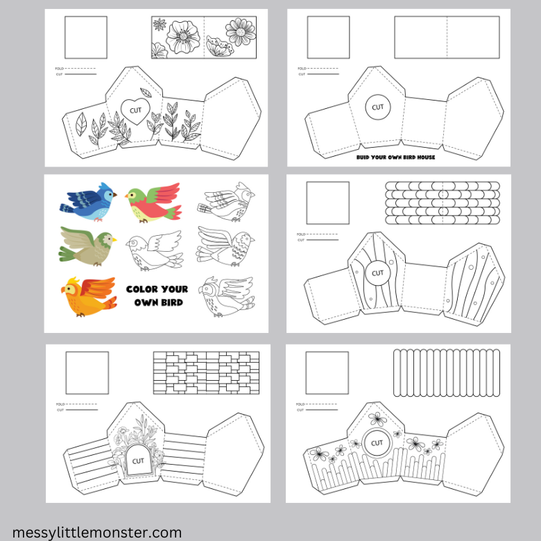 printable-paper-bird-house-craft-messy-little-monster-shop for Bird House Patterns Free Printable Printable Paper Bird House Craft – Messy Little Monster Shop for Bird House Patterns Free Printable