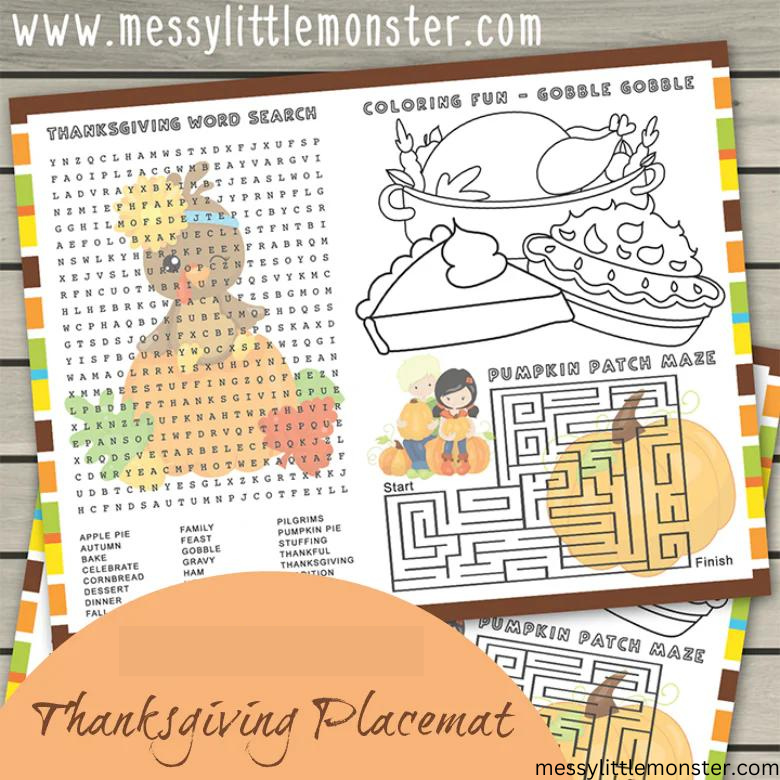 Printable Placemats for Kids - Thanksgiving – Messy Little Monster Shop printable-placemats-for-kids-thanksgiving-messy-little-monster-shop